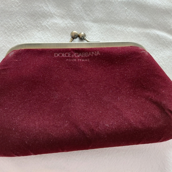 Dolce & Gabbana Handbags - Dolce & Gabbana Burgundy Velvet Clutch